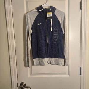 Nike Women's Varsity Jacket in Navy and Gray